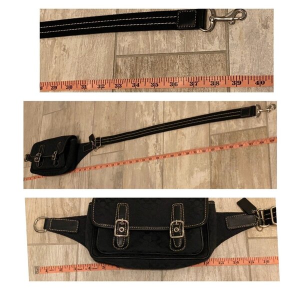 COACH BELT BAG FANNY PACK IN SIGNATURE MINI "C" JACQUARD FABRIC & LEATHER BLACK - Picture 7 of 12